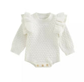 Bindi - Girls Knitted Ruffle Sleeve Romper.